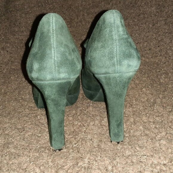 KORS MICHAEL KORS-Padova-Dark Green Suede Platform Pumps-Near Mint-Size 6M - Picture 5 of 7